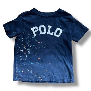 Polo Ralph Lauren Boys Blue Little Kid Paint Splatter Tee Shirt 4/4T Preppy